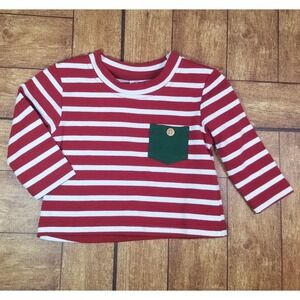 Layton & Ella Boutique Red White Striped Long Sleeve Pocket T-shirt 6 months